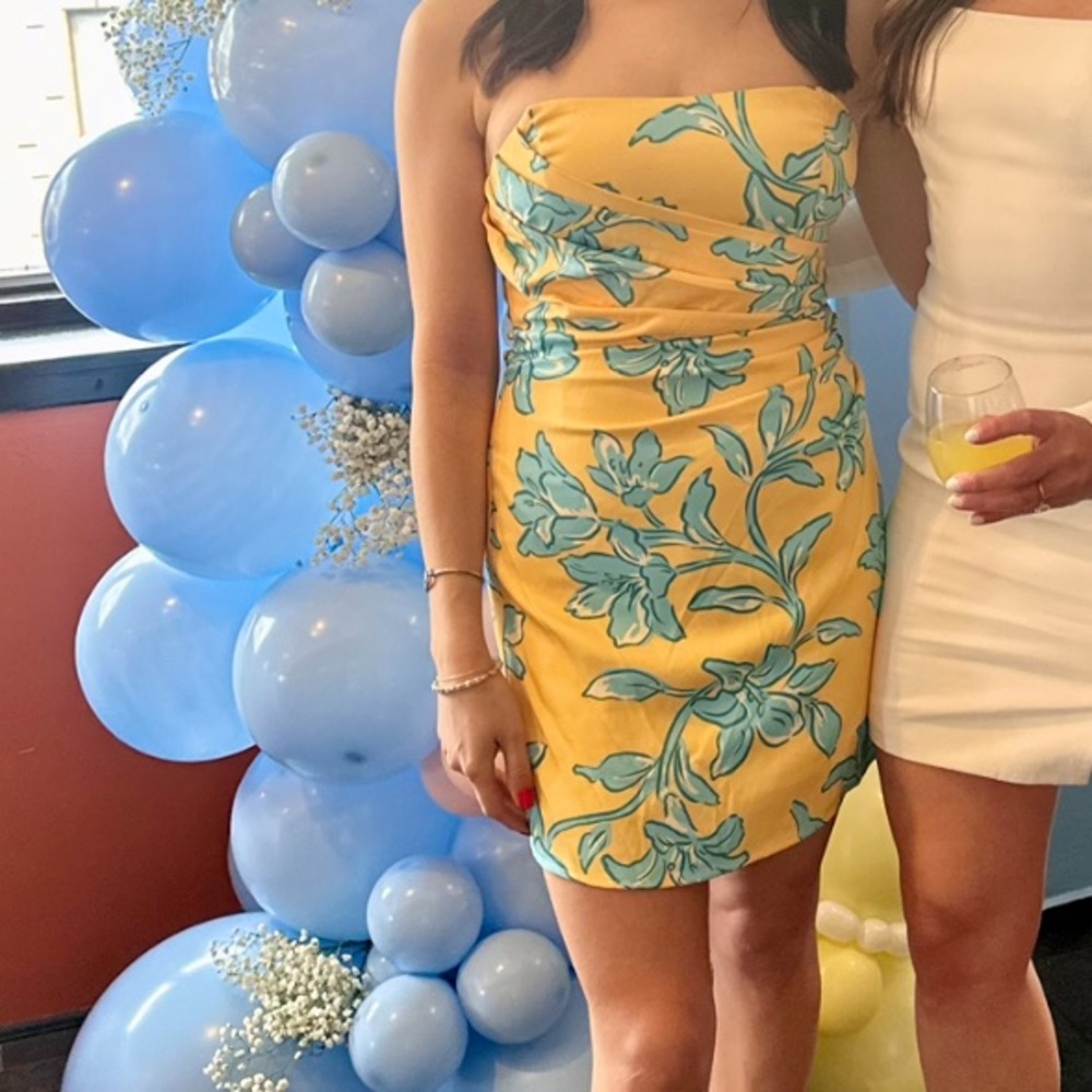 Yellow + blue Peppermayo Mini dress
